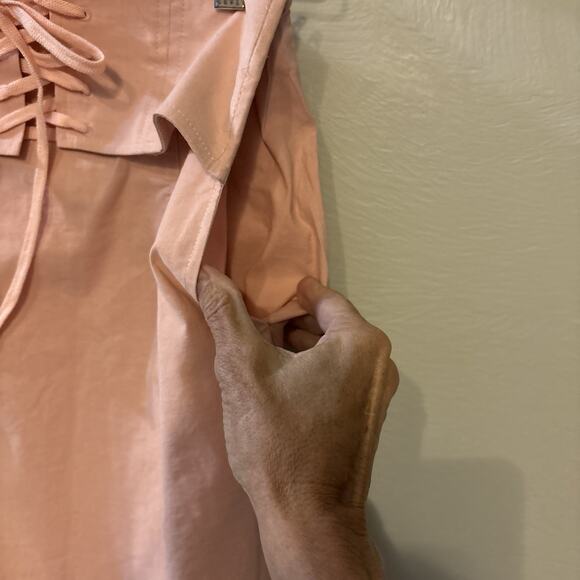 SEA New York Midi A-Line Skirt Size 2 NWOT Pink Pockets Lace Up Corset Like - Picture 10 of 11